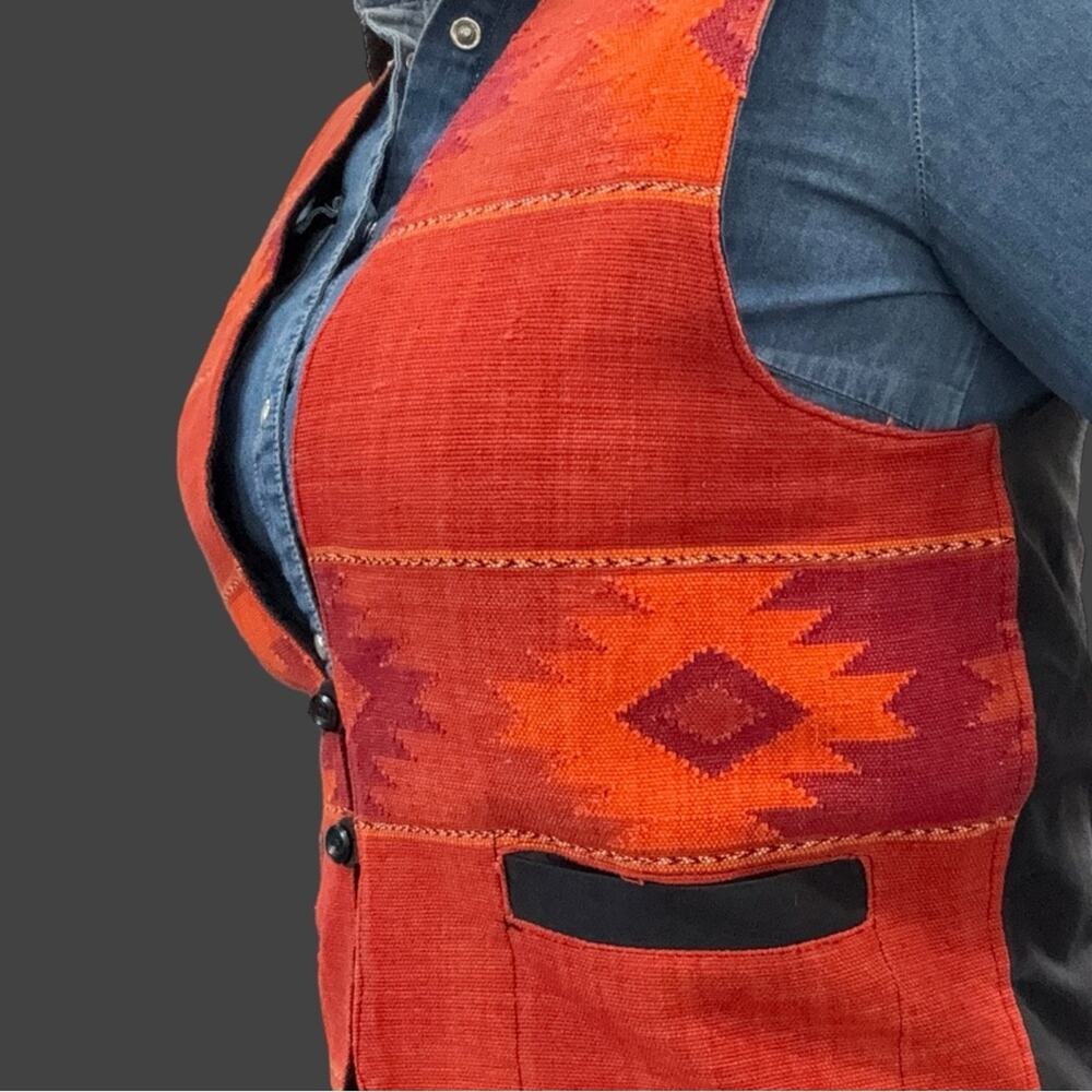 Western Vintage Large Vest Native Indian Woven Medicine Man’s Eye - Picture 4 of 16
